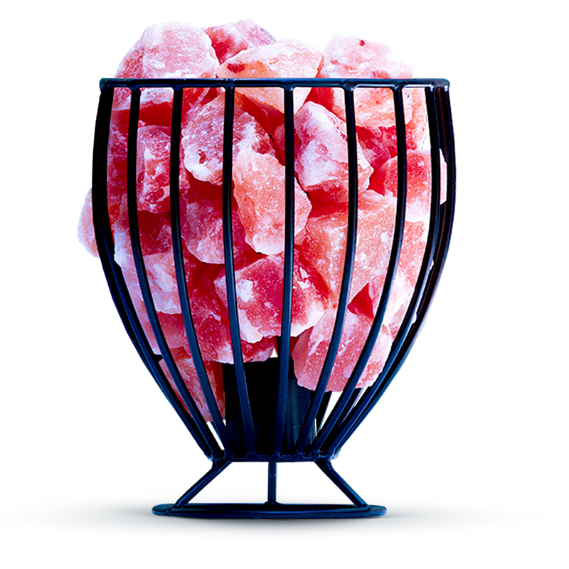 Iron Basket Trophy Shape with Himalayan Salt Chunks